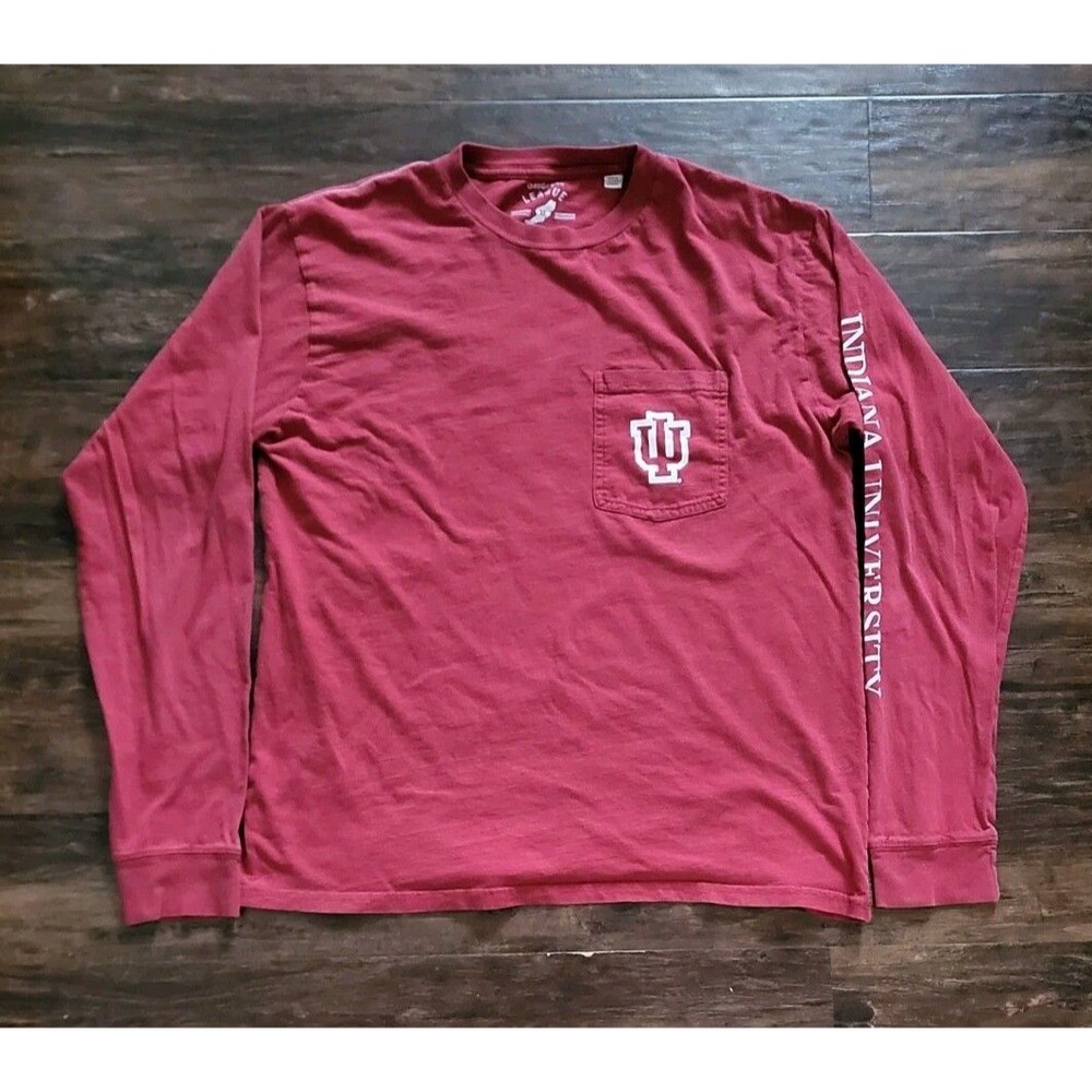 Original League Mens Medium Indiana University Long Sleeve T-Shirt Red